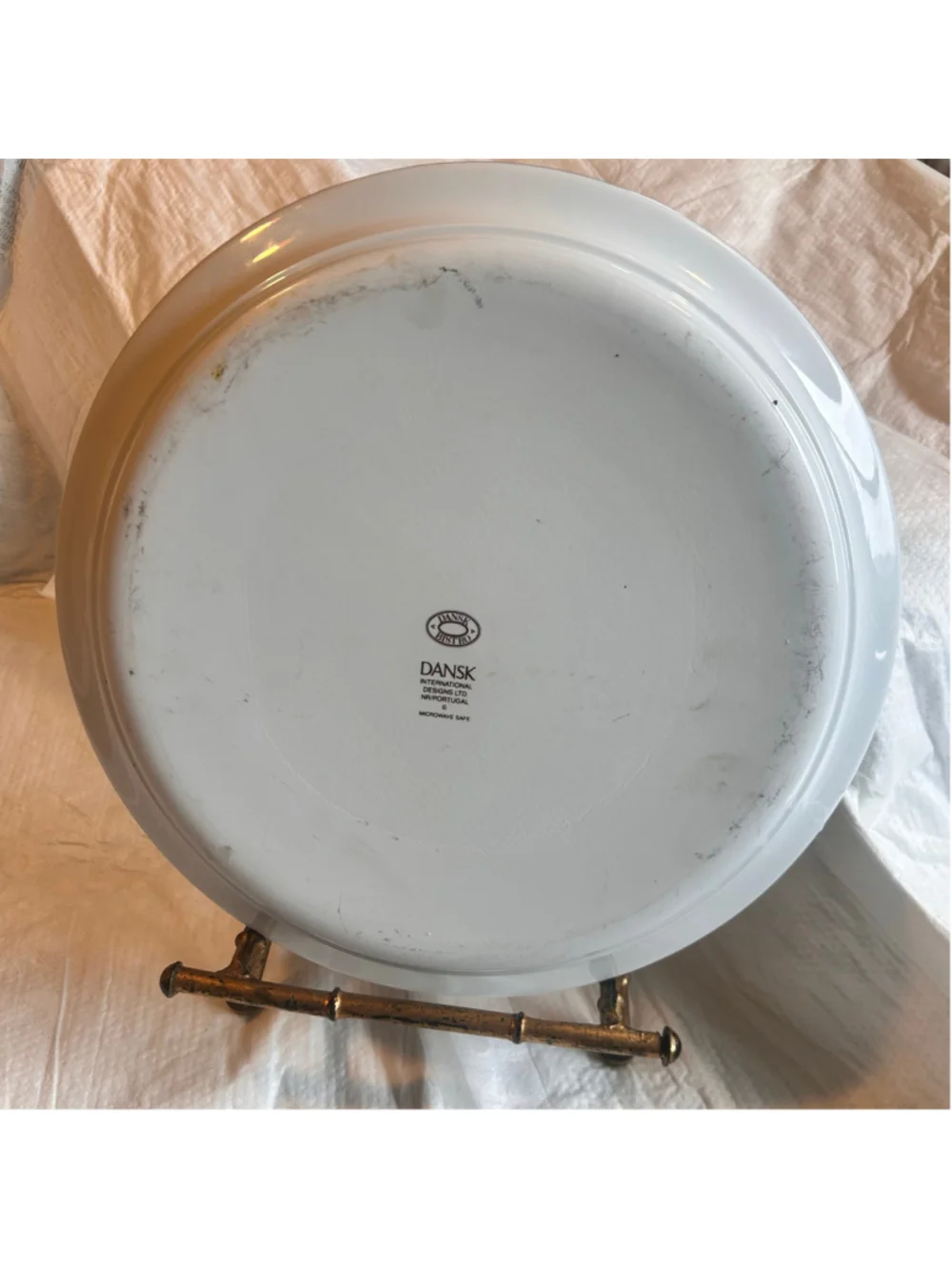 Large Dansk Bistro Dinnerware Chop Plate Serving Platter Blue Rim 13x1